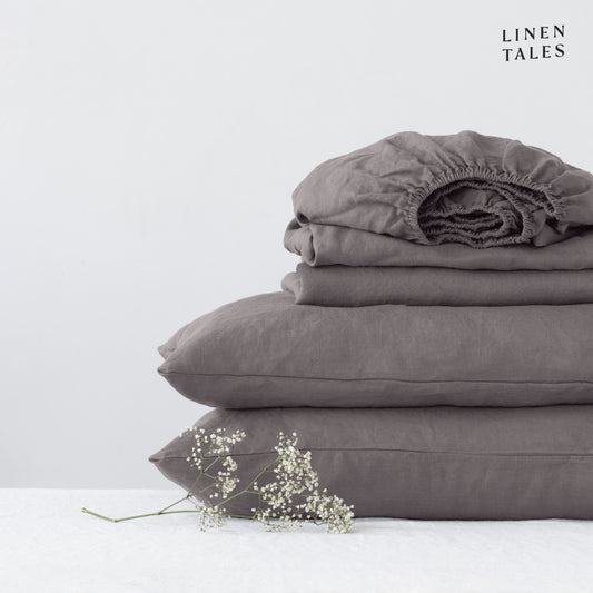 Prześcieradło Lniane Dark grey na gumce