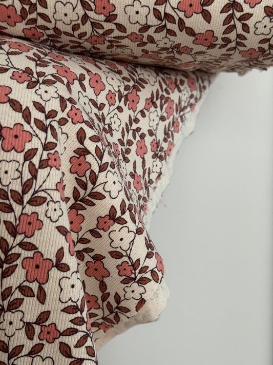 Jersey Rib z bawełny organicznej Blush Meadow