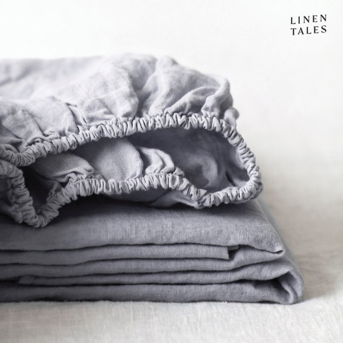 Prześcieradło Lniane Light grey na gumce