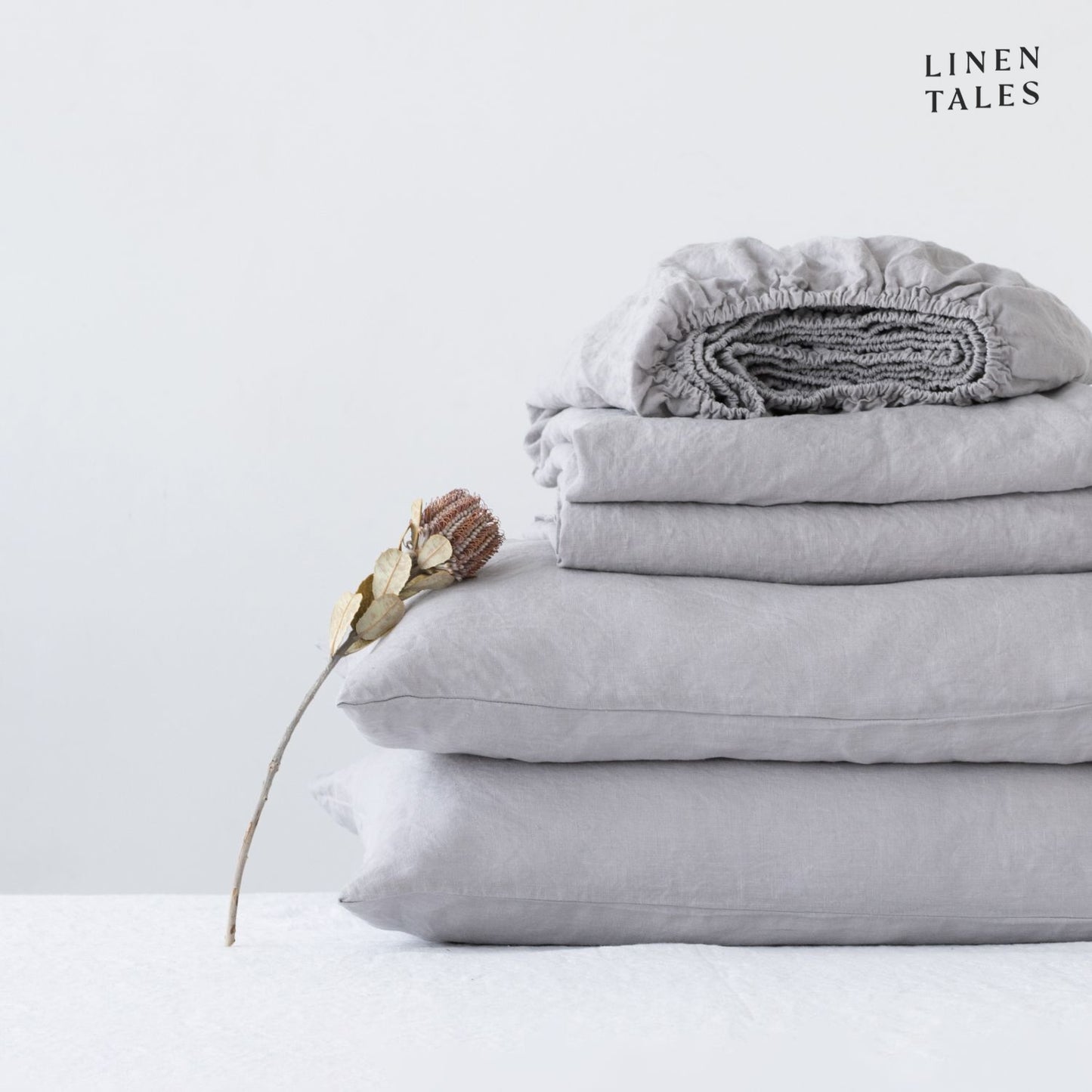 Prześcieradło Lniane Light grey na gumce