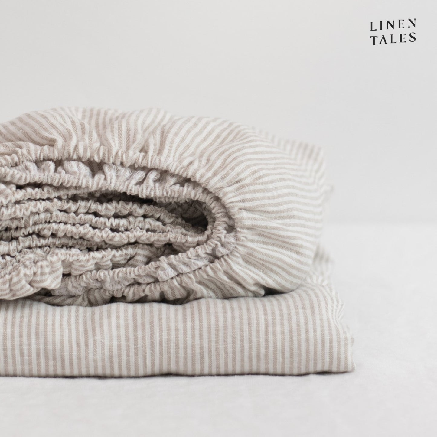 Prześcieradło Lniane Natural stripes na gumce