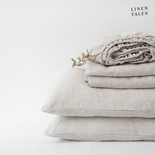 Prześcieradło Lniane Natural stripes na gumce