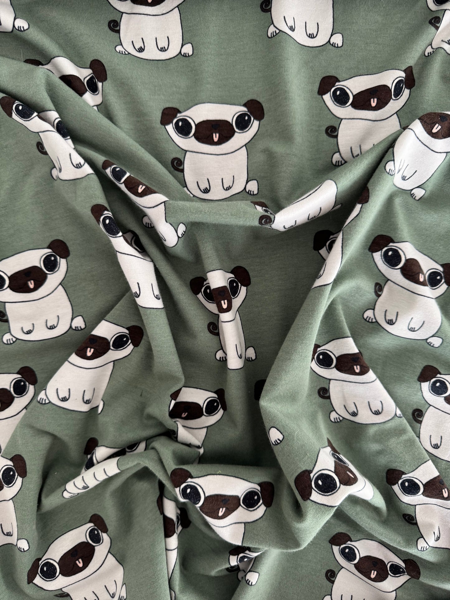 Jersey dla dzieci bawełna organiczna MOPS PUG