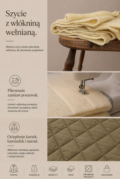 Ocieplina z wełny owczej do pikowania 150 g/m²