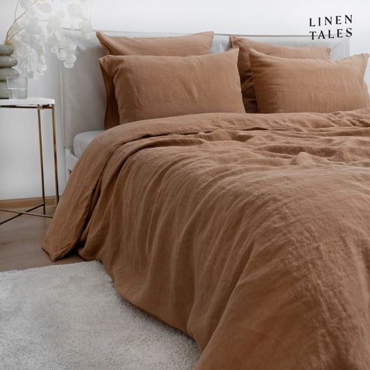 Pościel Lniana Zestaw Camel