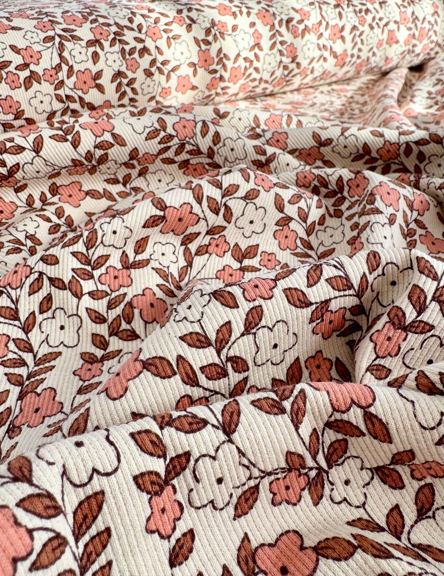 Jersey Rib z bawełny organicznej Blush Meadow