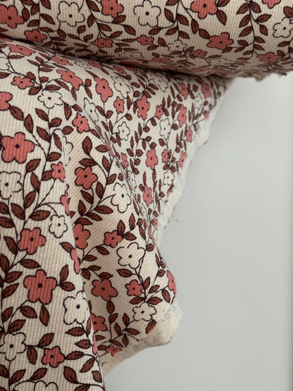 Jersey Rib z bawełny organicznej Blush Meadow