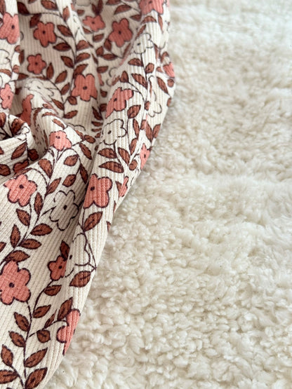 Jersey Rib z bawełny organicznej Blush Meadow
