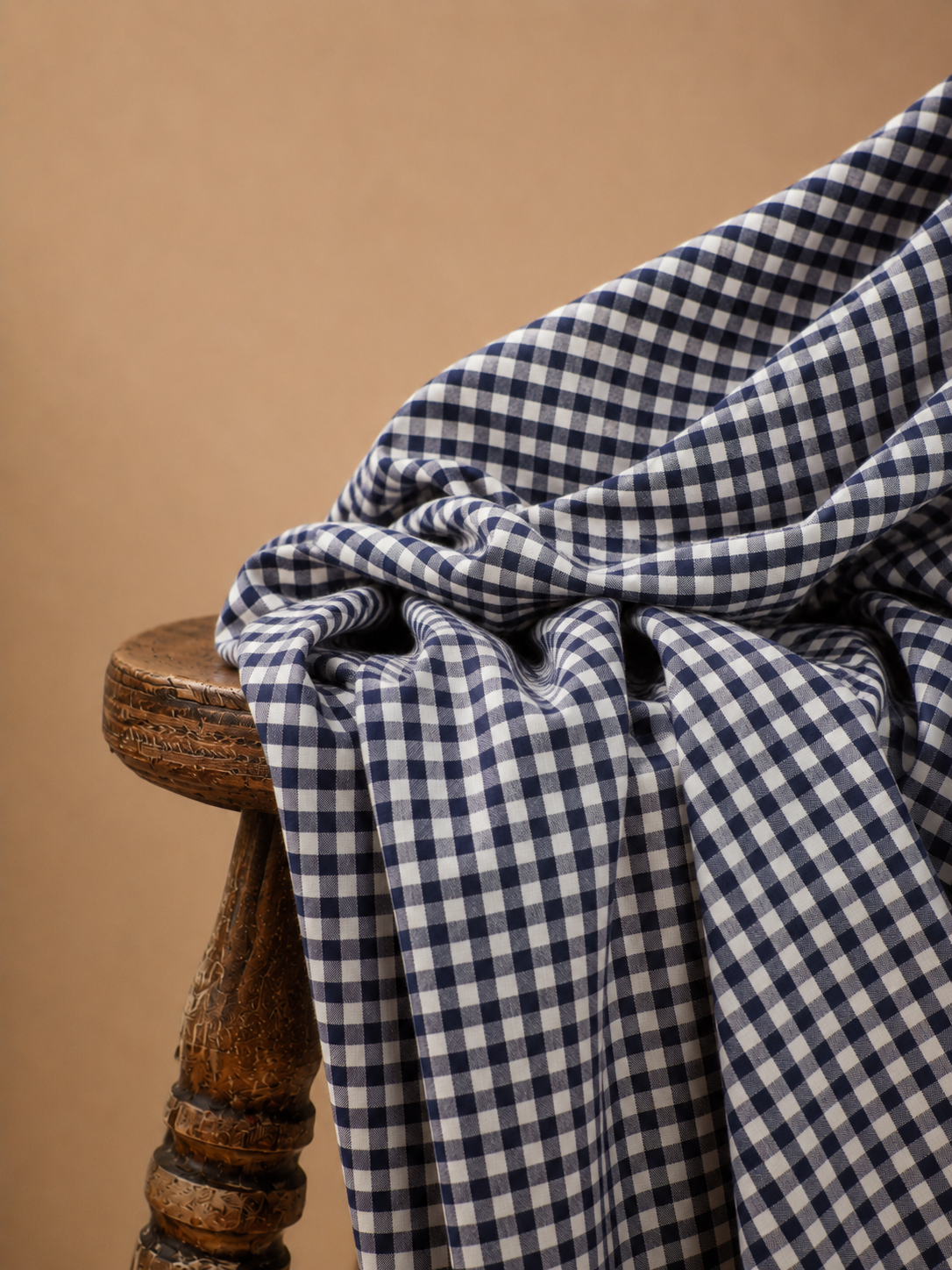 Popelina w kratkę vichy z bawełny organicznej Royal Navy Gingham