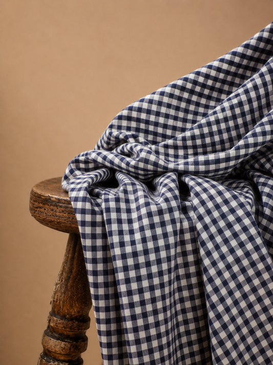Popelina w kratkę vichy z bawełny organicznej Royal Navy Gingham