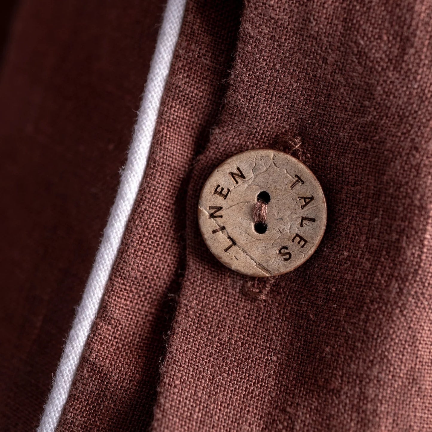 Pościel Lniana Linen Tales Czekoladowa z lamówką