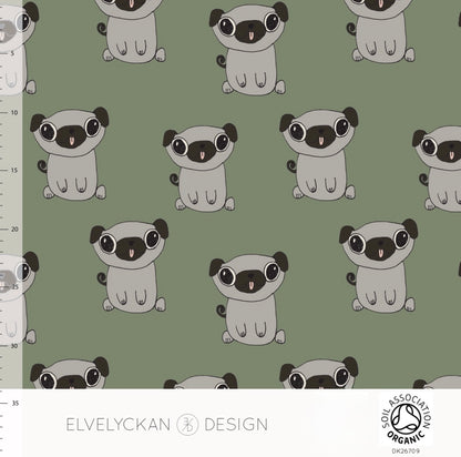 Jersey dla dzieci bawełna organiczna MOPS PUG