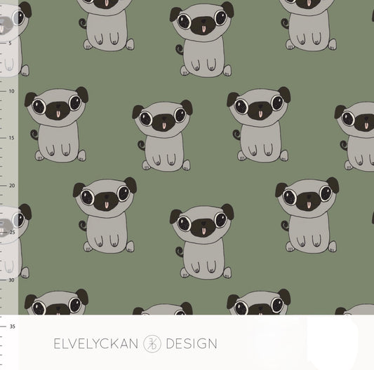 Jersey dla dzieci bawełna organiczna MOPS PUG