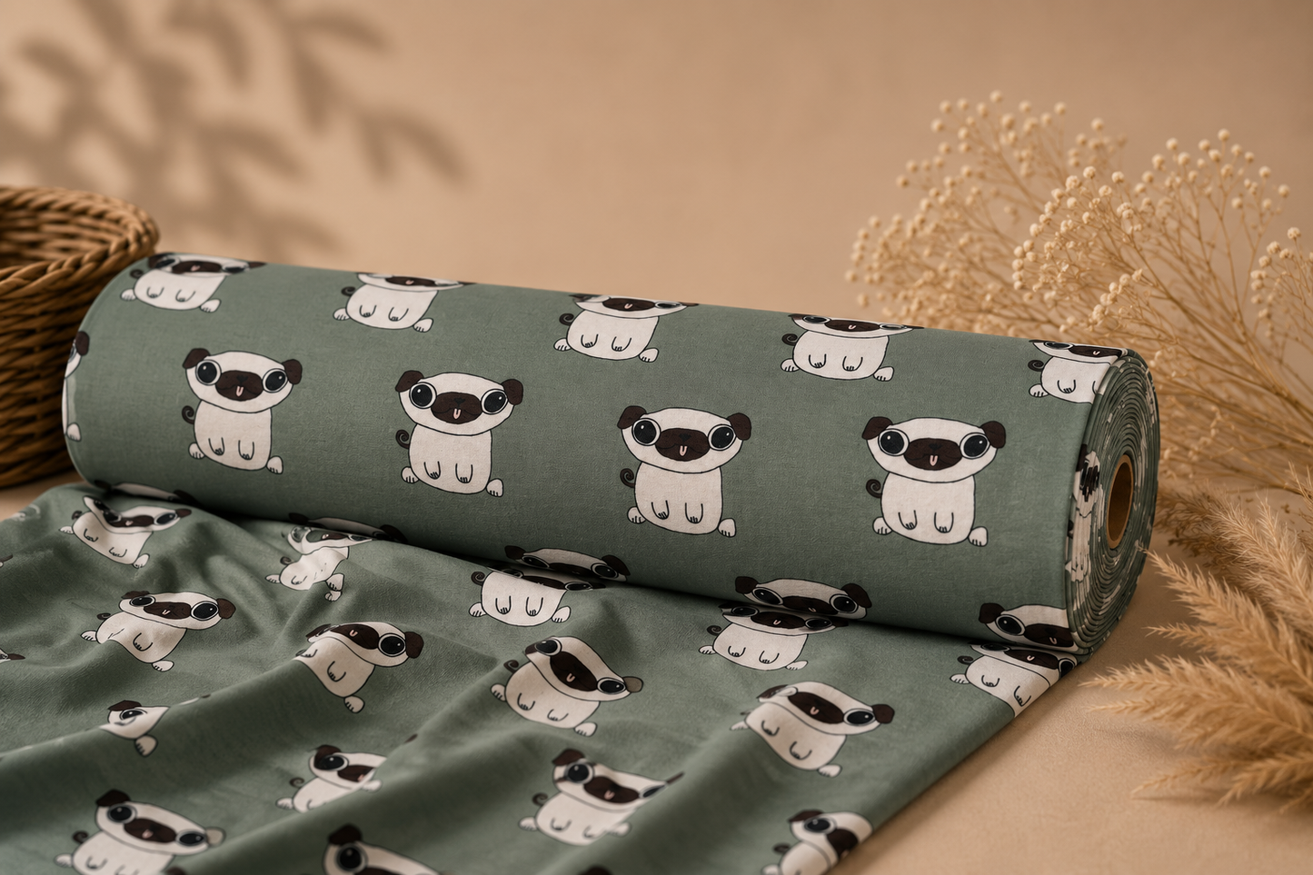Jersey dla dzieci bawełna organiczna MOPS PUG
