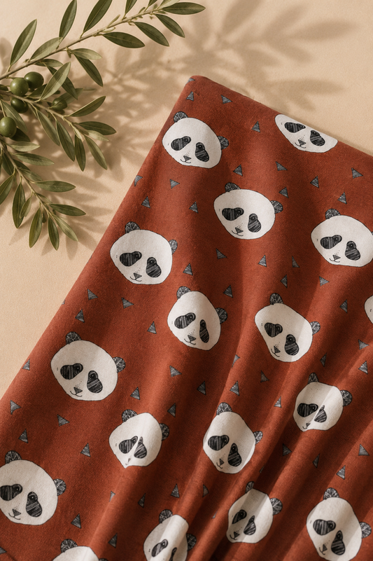 Jersey dla dzieci bawełna organiczna PANDA CHOCO