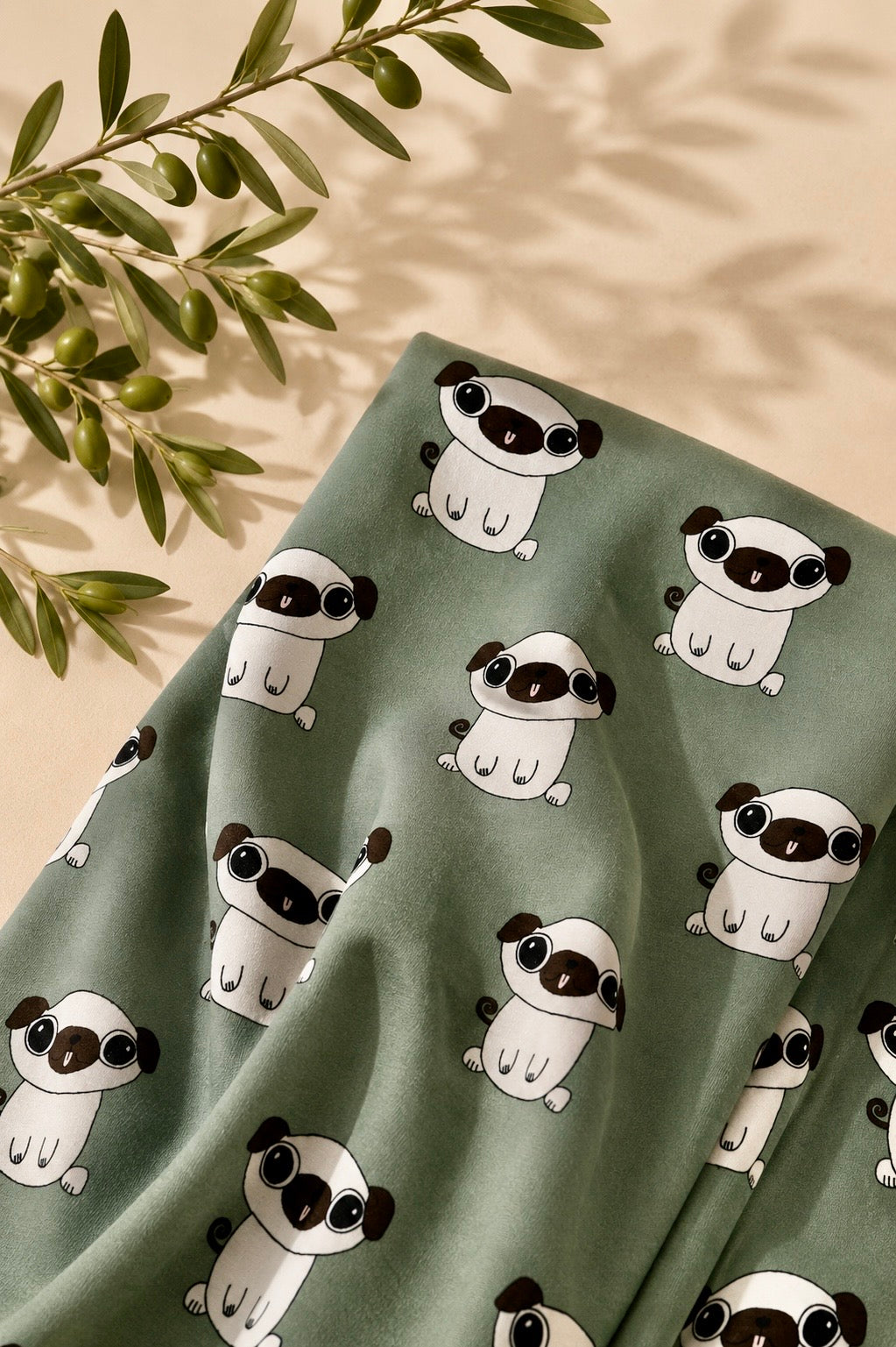 Jersey dla dzieci bawełna organiczna MOPS PUG