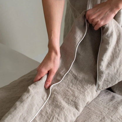 Pościel Lniana Linen Tales Naturalna z lamówką