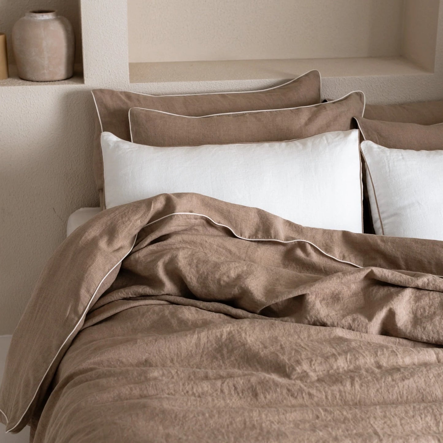 Pościel Lniana Linen Tales Naturalna z lamówką