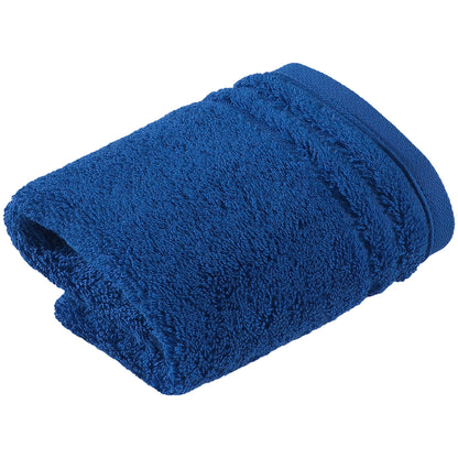 Tiefblaues Handtuch aus Bio-Baumwolle im Wiener Stil